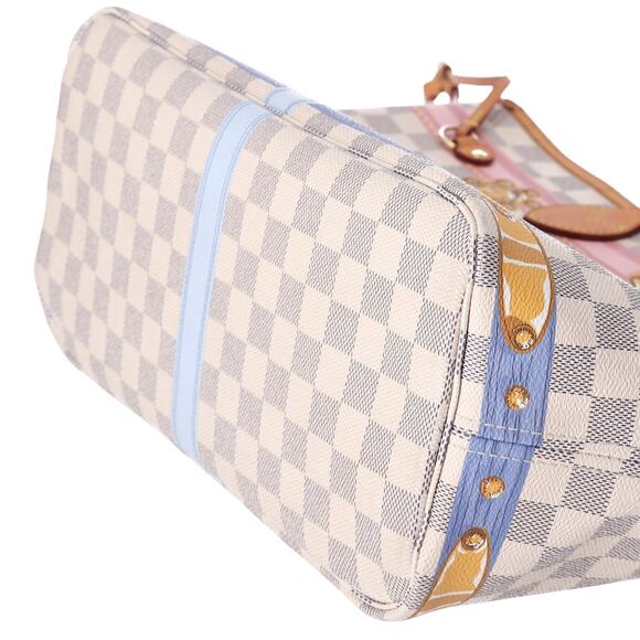 Louis Vuitton Neverfull MM Summer Truck Tote Bag N41065 Azur Damier Canvas - Picture 5 of 9
